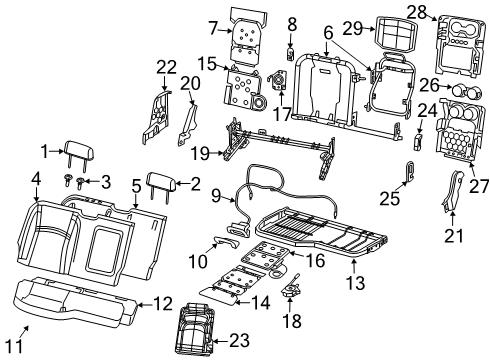 2022 Ram 1500 Rear Seat Components Diagram 2