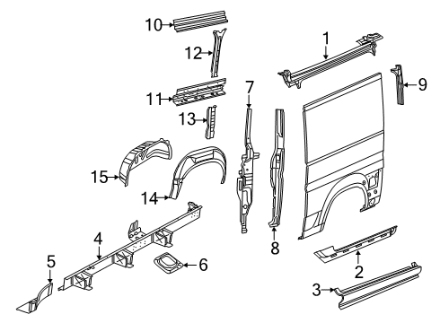 2023 Ram ProMaster 1500 Inner Structure - Side Panel Diagram 3