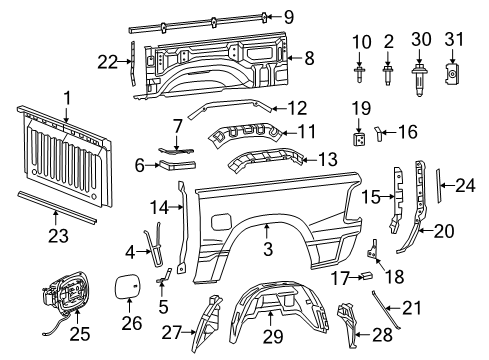 2021 Ram 1500 SHIELD-WHEELHOUSE Diagram for 68628904AA