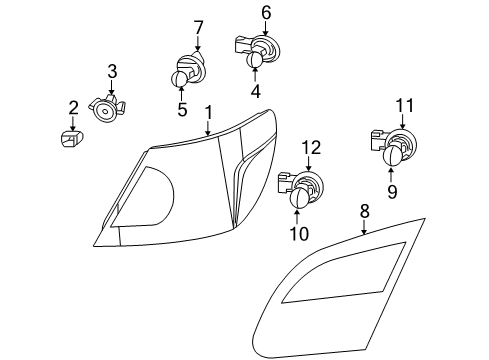 2009 Chrysler Sebring Bulb Diagram for 68604812AA