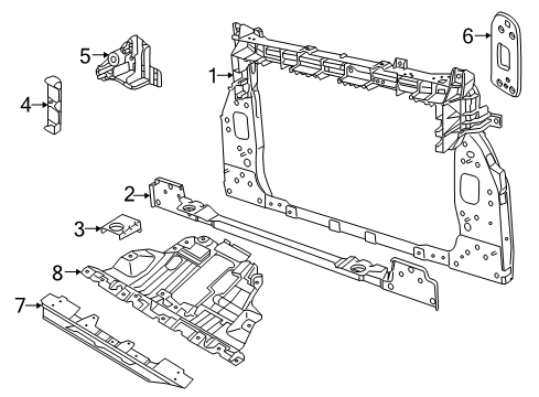 2023 Jeep Renegade Radiator Support, Splash Shields Diagram