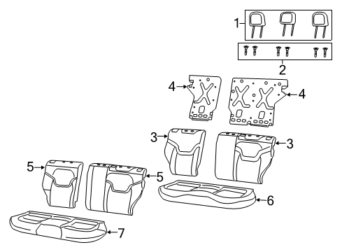 2023 Jeep Renegade Rear Seat Components Diagram 2