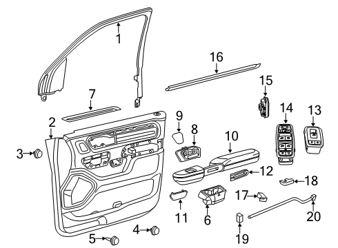 2019 Ram 1500 Armrest-Front Door Trim Diagram for 6YZ551X7AA