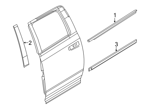 2021 Ram 3500 Exterior Trim - Rear Door Diagram