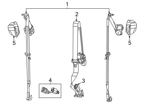 2022 Jeep Grand Cherokee WK Rear Seat Belts Diagram