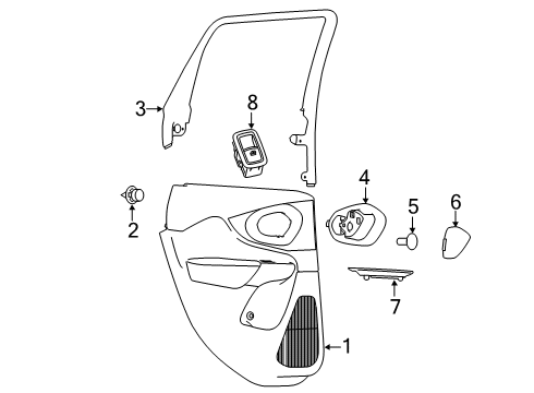 2022 Jeep Cherokee Interior Trim - Rear Door Diagram