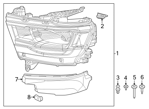 2022 Ram 1500 Headlamp Components Diagram 3