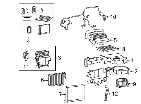 2022 Chrysler Pacifica A/C Evaporator & Heater Components Diagram