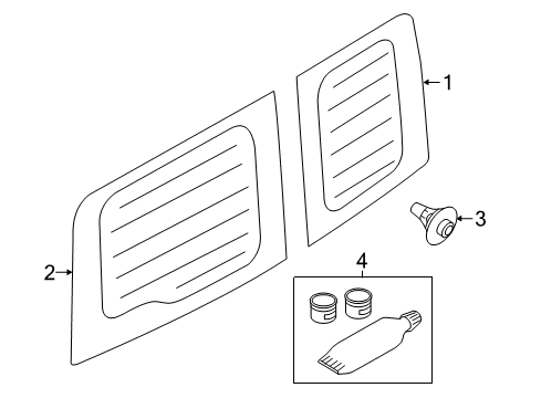 2021 Ram ProMaster City Front Door Glass & Hardware Diagram 1