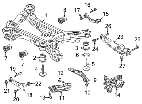 2022 Jeep Cherokee Rear Suspension, Lower Control Arm, Upper Control Arm, Ride Control, Stabilizer Bar, Suspension Components Diagram 4