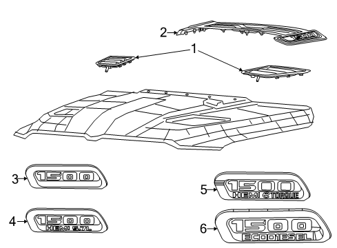 2022 Ram 1500 Exterior Trim - Hood Diagram