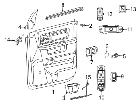 2021 Ram 2500 Interior Trim - Front Door Diagram 1