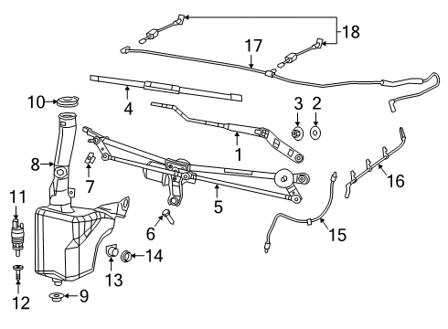 2021 Ram 3500 Wiper & Washer Components Diagram