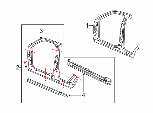 2012 Jeep Grand Cherokee REINFMNT-BODY SIDE APERTURE Diagram for 55369622AL