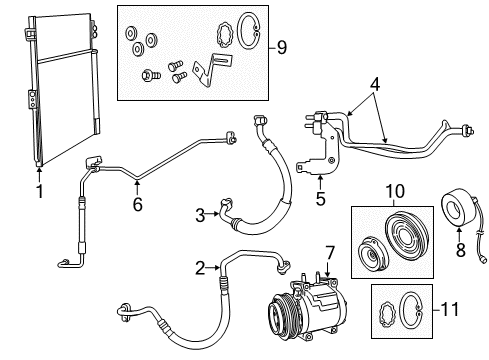 2022 Jeep Grand Cherokee WK Condenser, Compressor & Lines Diagram