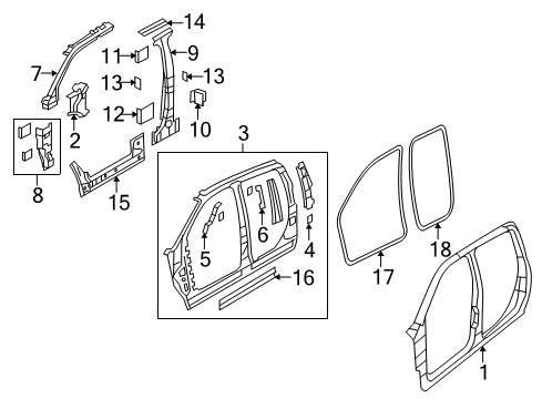 2017 Ram 2500 Panel-Body Side Diagram for 68144989AD