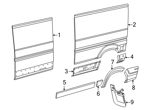 2022 Ram ProMaster 3500 Side Panel & Components, Exterior Trim Diagram 3