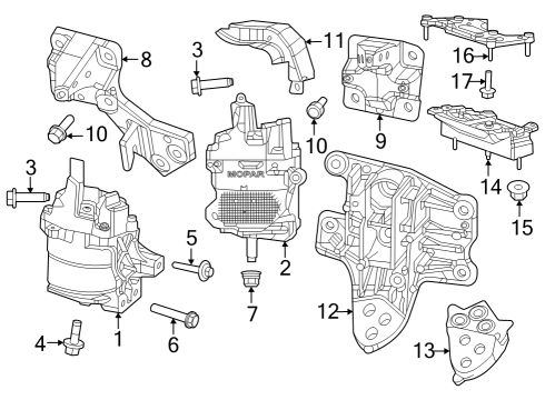 2023 Jeep Grand Wagoneer L Engine & Trans Mounting Diagram 1