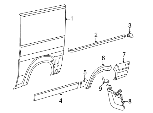 2022 Ram ProMaster 1500 Side Panel & Components, Exterior Trim Diagram 4