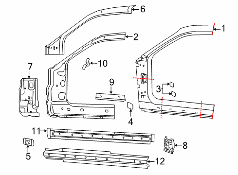 2023 Dodge Challenger Aperture Panel, Hinge Pillar, Rocker Diagram