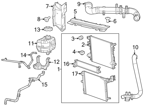 2022 Jeep Gladiator Radiator & Components Diagram 1