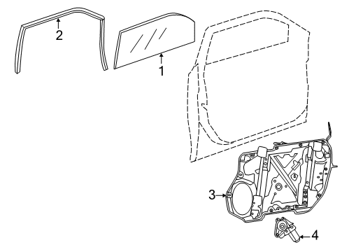 2021 Chrysler 300 Front Door Glass & Hardware Diagram 1