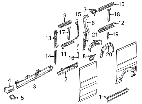 2023 Ram ProMaster 1500 Inner Structure - Side Panel Diagram 5