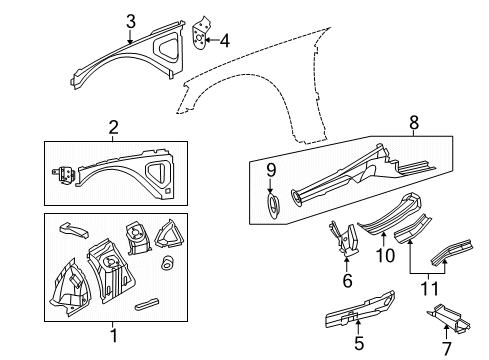 2023 Dodge Challenger Structural Components & Rails Diagram