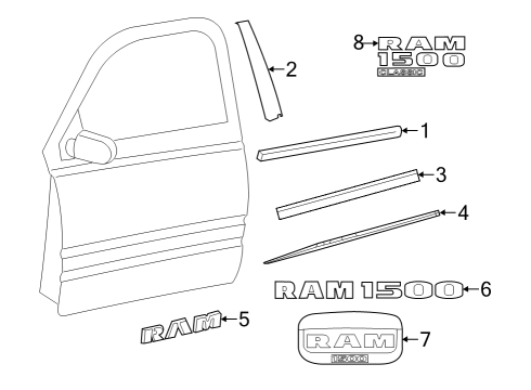 2018 Ram 1500 FRONT DOOR BELT OUTER Diagram for 68245330AE