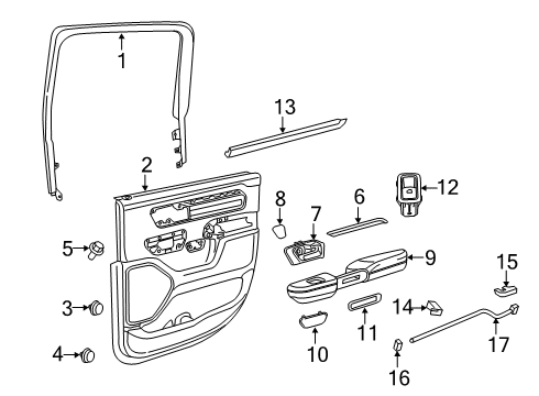 2022 Ram 1500 Interior Trim - Rear Door Diagram 1