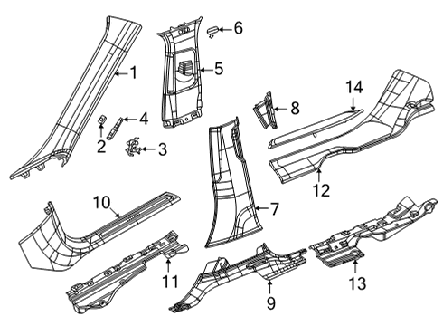 2024 Jeep Grand Cherokee L Interior Trim - Pillars Diagram