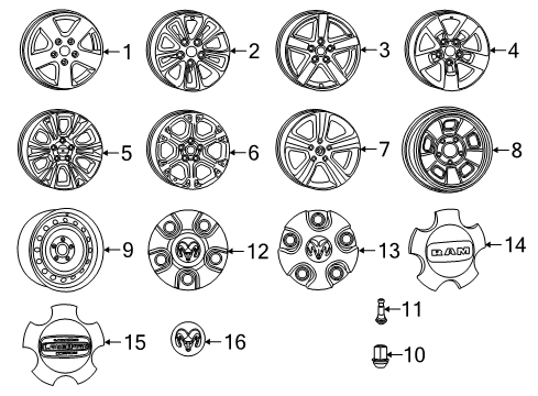 2023 Ram 1500 Classic Wheels, Covers & Trim Diagram