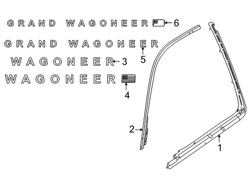 2023 Jeep Grand Wagoneer L Exterior Trim - Front Door Diagram