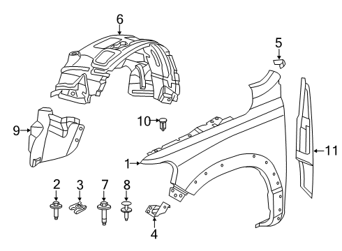 2023 Ram 1500 Shield-WHEELHOUSE Diagram for 68443469AD