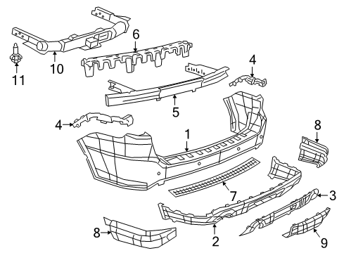 2023 Dodge Durango FASCIA-REAR UPPER Diagram for 68636939AA