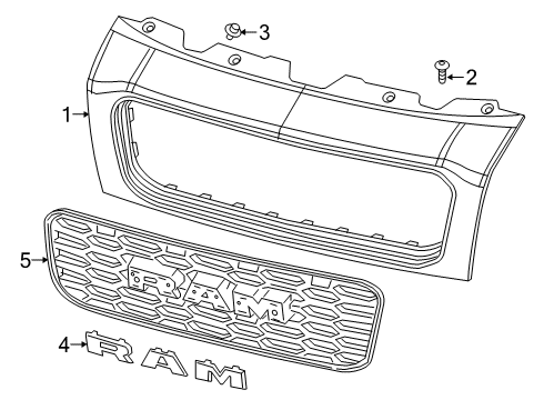 2022 Ram ProMaster 1500 Grille & Components Diagram