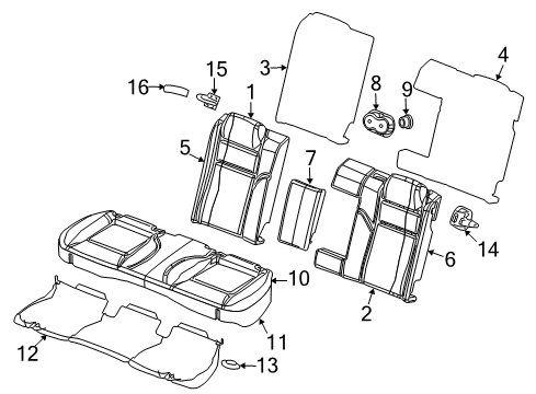 2023 Dodge Challenger Rear Seat Components Diagram 1