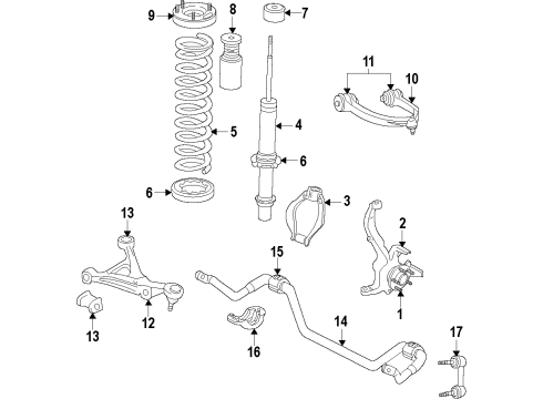 2021 Chrysler 300 Suspension Components, Lower Control Arm, Upper Control Arm, Ride Control, Stabilizer Bar Diagram 3