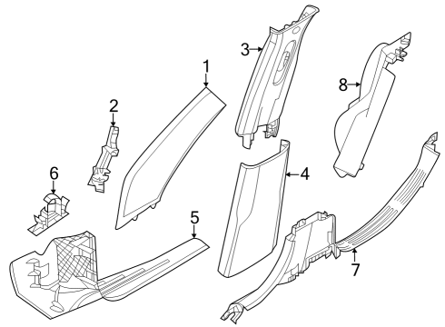 2024 Dodge Hornet Interior Trim - Pillars Diagram