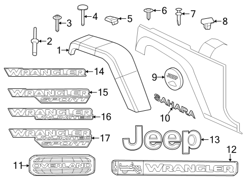 2021 Jeep Wrangler Nameplate Diagram for 5043159AA