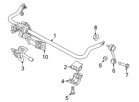 2022 Jeep Gladiator Stabilizer Bar & Components - Front Diagram 1