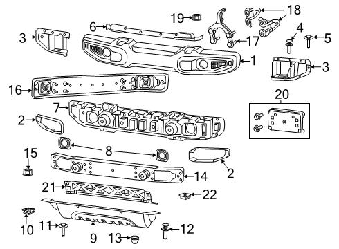 2021 Jeep Gladiator Bumper-Front Diagram for 6BU44RXFAB