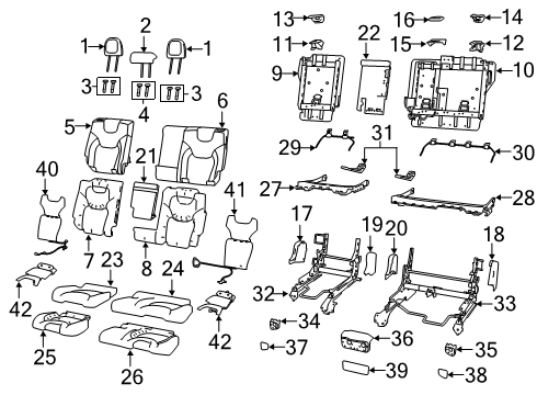 2023 Jeep Cherokee Rear Seat Components Diagram 1