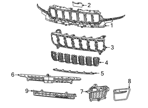 2022 Jeep Grand Cherokee L Grille & Components Diagram 2