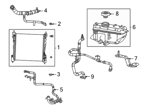 2022 Jeep Grand Cherokee L Radiator & Components Diagram 1