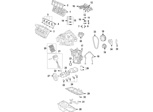 2022 Dodge Charger Engine Parts, Mounts, Cylinder Head & Valves, Camshaft & Timing, Variable Valve Timing, Oil Cooler, Oil Pan, Oil Pump, Adapter Housing, Crankshaft & Bearings, Pistons, Rings & Bearings Diagram 7