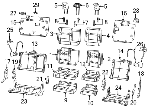 2023 Jeep Gladiator Rear Seat Components Diagram 2