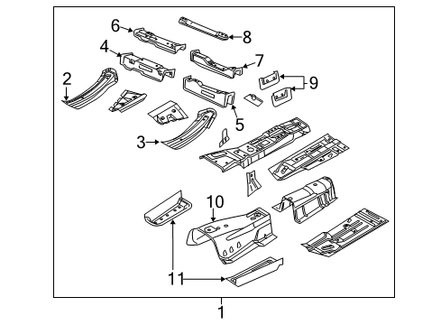 2021 Dodge Challenger C/MEMBER-FRONT FLOOR Diagram for 68174058AB