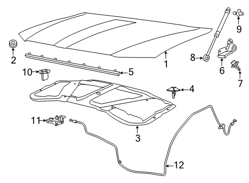 2023 Chrysler 300 Hood & Components Diagram