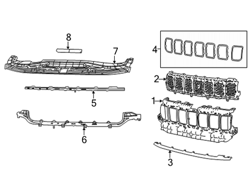 2023 Jeep Wagoneer L Grille & Components Diagram